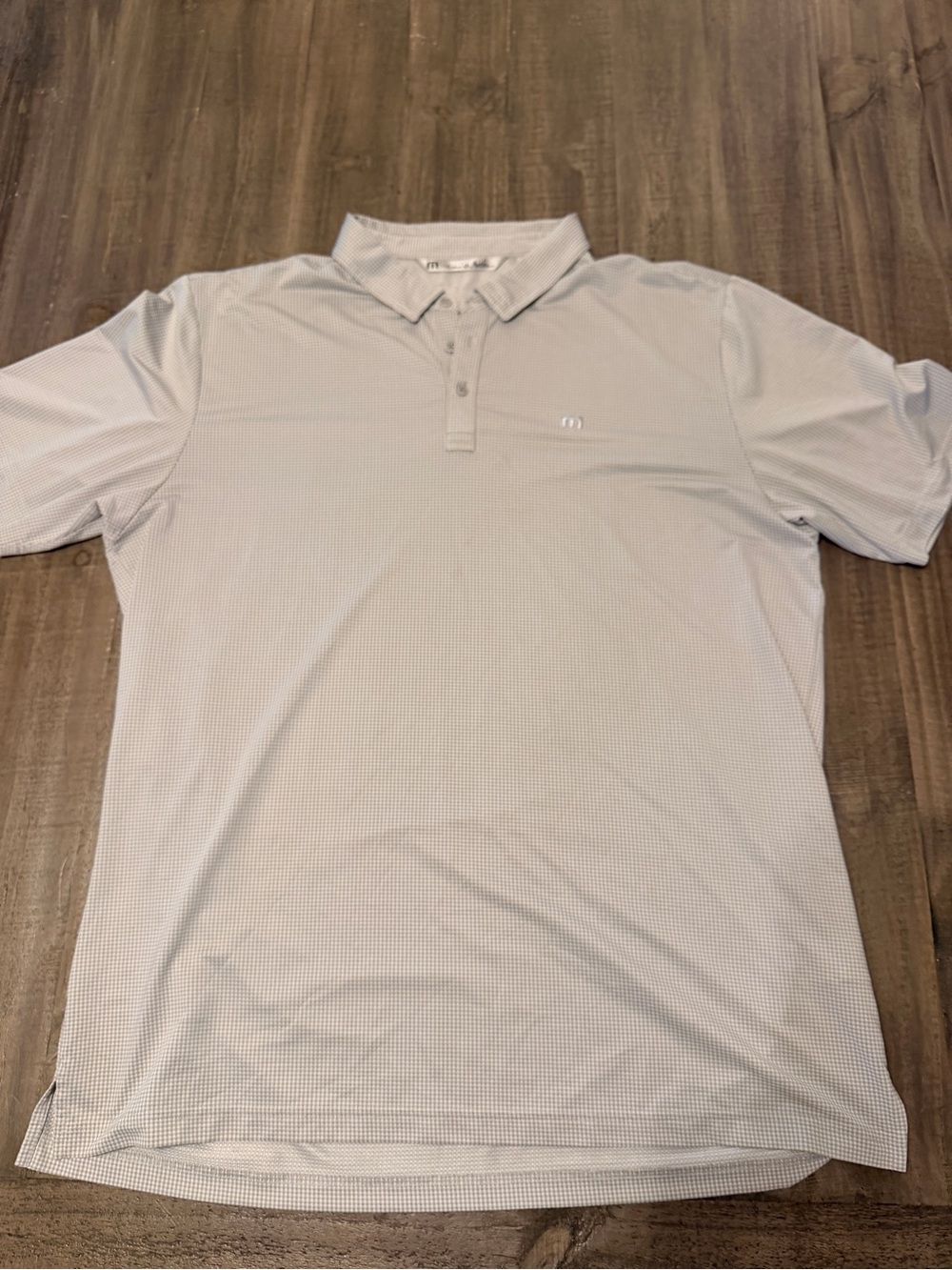 TravisMathew Polo Shirt Mens 2XL Gray Geometric Short Sleeve Golf Performance
